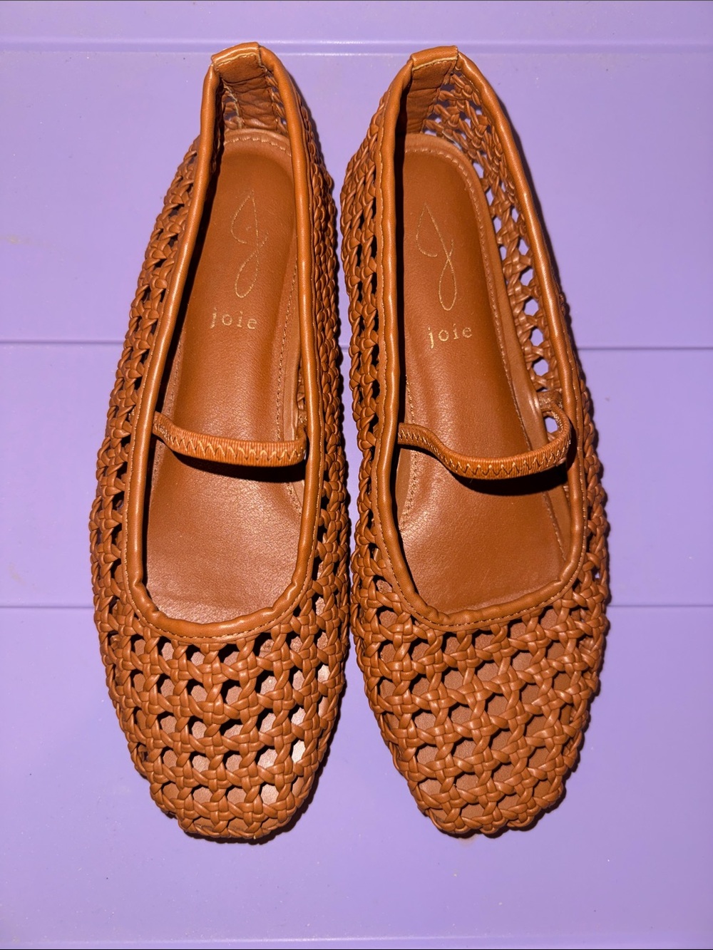 Joie Women's Woven Faux Leather Ballet Flats - Tan/Cognac